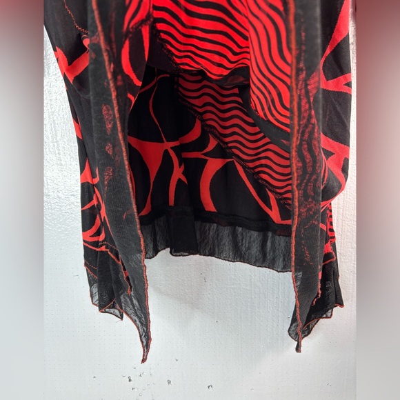 Poor Paris L Asymmetrical Stylish Black and Red Women's Tunic - Picture 4 of 7